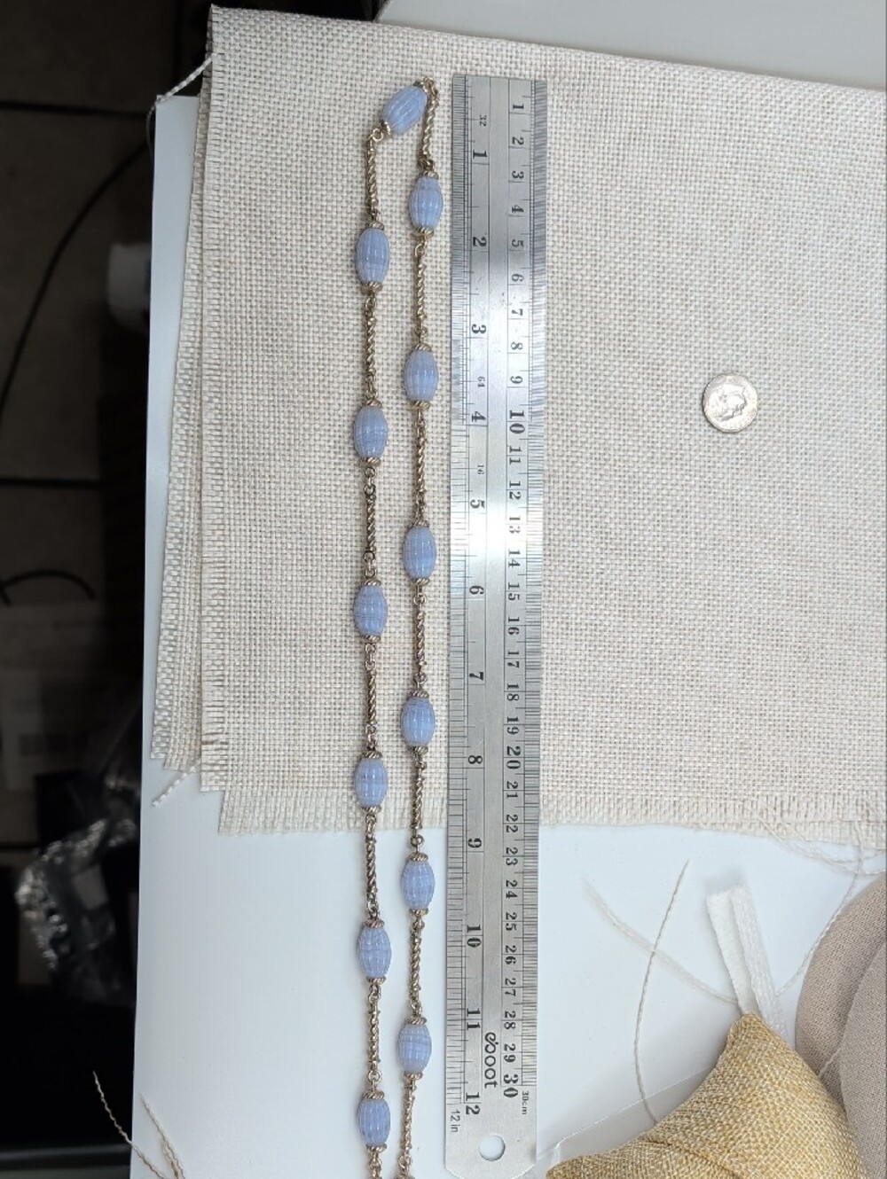 Vintage Whitney Kelly 925 Sterling Silver Blue Lace Agate Toggle Necklace 32" - Picture 10 of 16